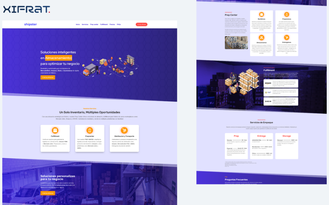 Diseño de sitio Web one page para Shipster Fulfillment & Prep Center