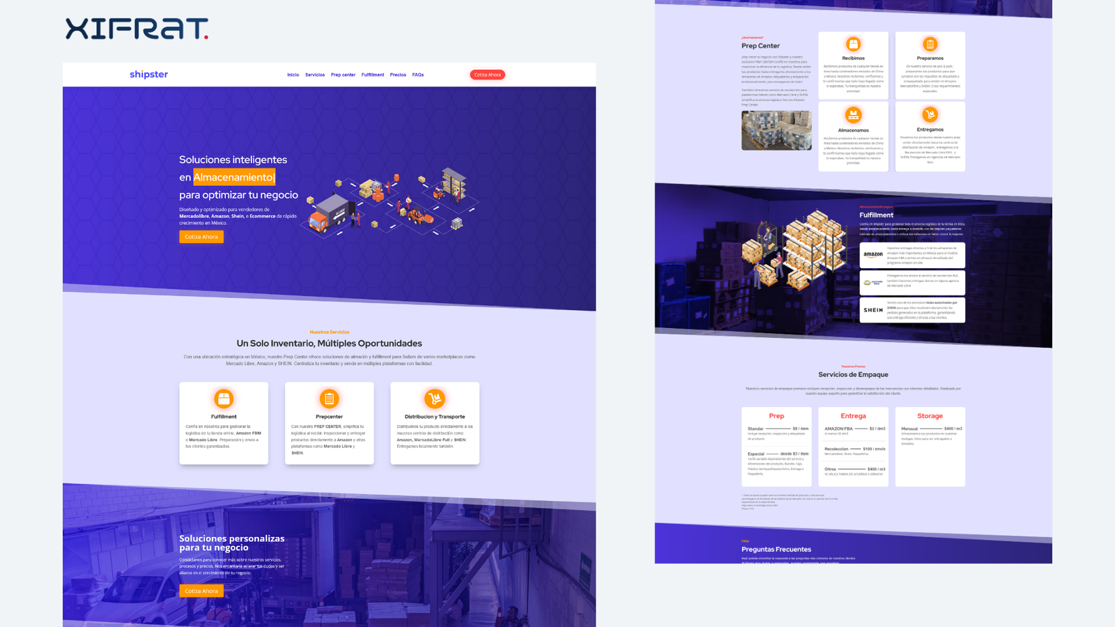 Rediseño de sitio web one page para Shipster Fulfillment & Prep Center